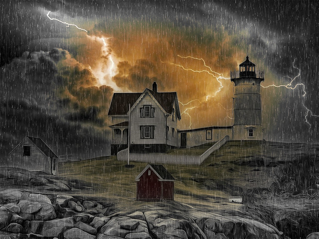 Nubble Lighthouse Lightning Storm