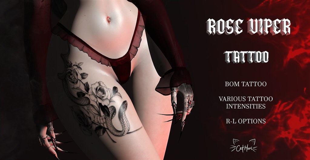 [ Cat Moon ]  Rose Viper Tattoo