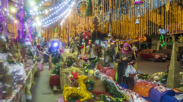 Christmas decorations for sale in Egypt's Cairo