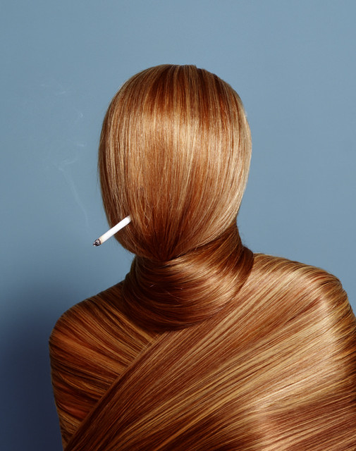 The Golden Brown Hair Wrapped Smoking Cigar Girl