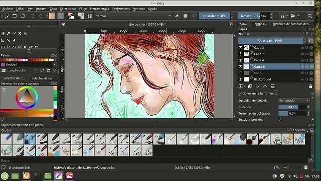 Tableta gráfica para dibujo, pintura y ilustración digital en krita