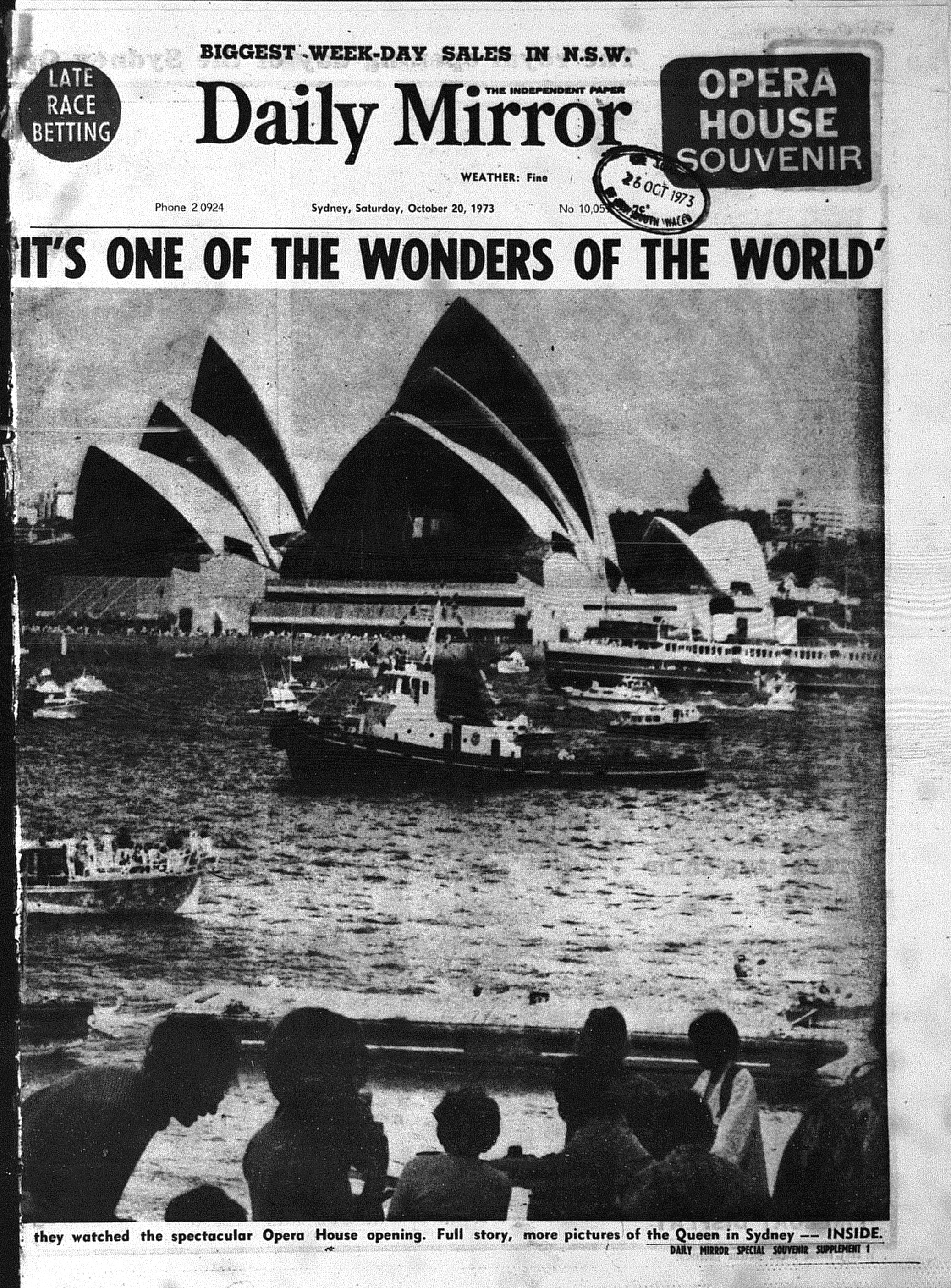 Sydney Opera House Opens October 20 1973 daily mirror (1)