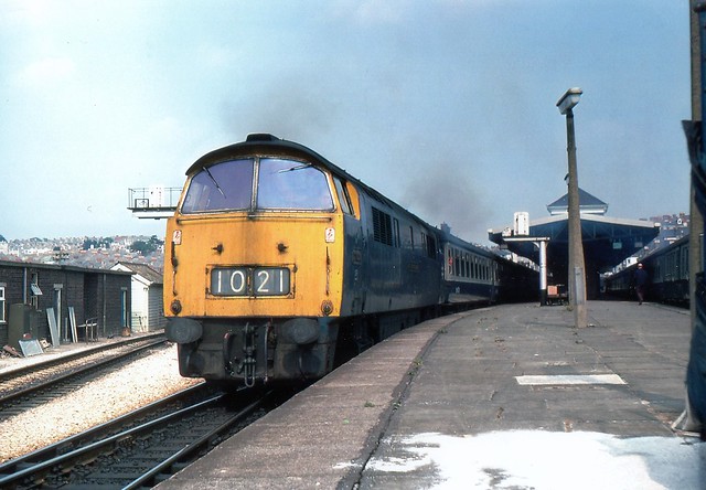 BR Class 52 diesel-hydraulic D1021 WESTERN CAVALIER at Plymouth North Road.