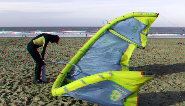 Kite-surfing Beach Scheveningen 3D