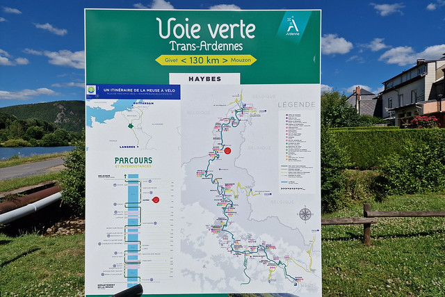 Trans-Ardennes bike route map and information board