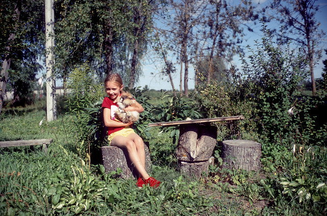 A girl with a rabbit
