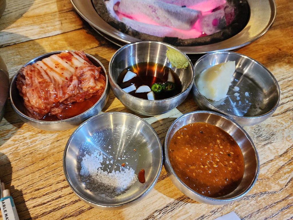 Kimchi, wasabi soy sauce, sweet potato, salt, ssamjang sauce - 678 Korean BBQ, Eastwood - S22