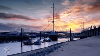 Rhyl Harbour Dragon Bridge sunset