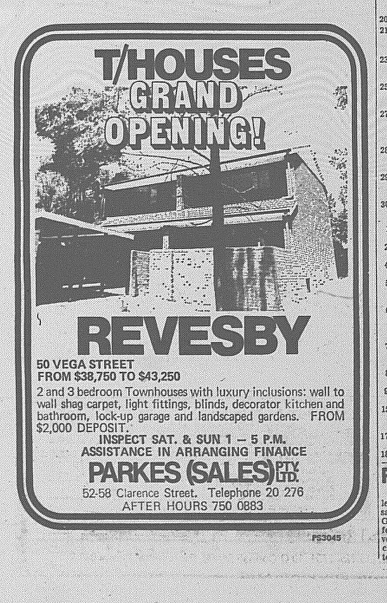 Revesby Townhouses Ad January 29 1977 daily telegraph 10