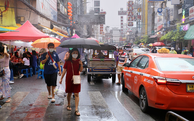 Streets of Bangkok are always vibrant and colorful and rain doesn't change that