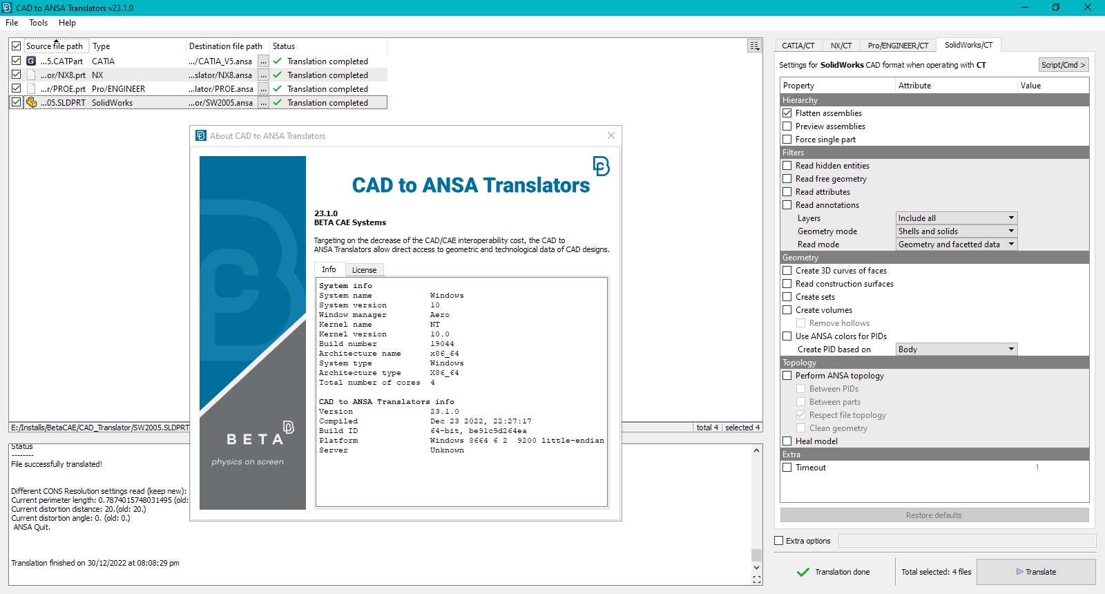 Working with BETA CAE CAD Translator 23.1.0 full license