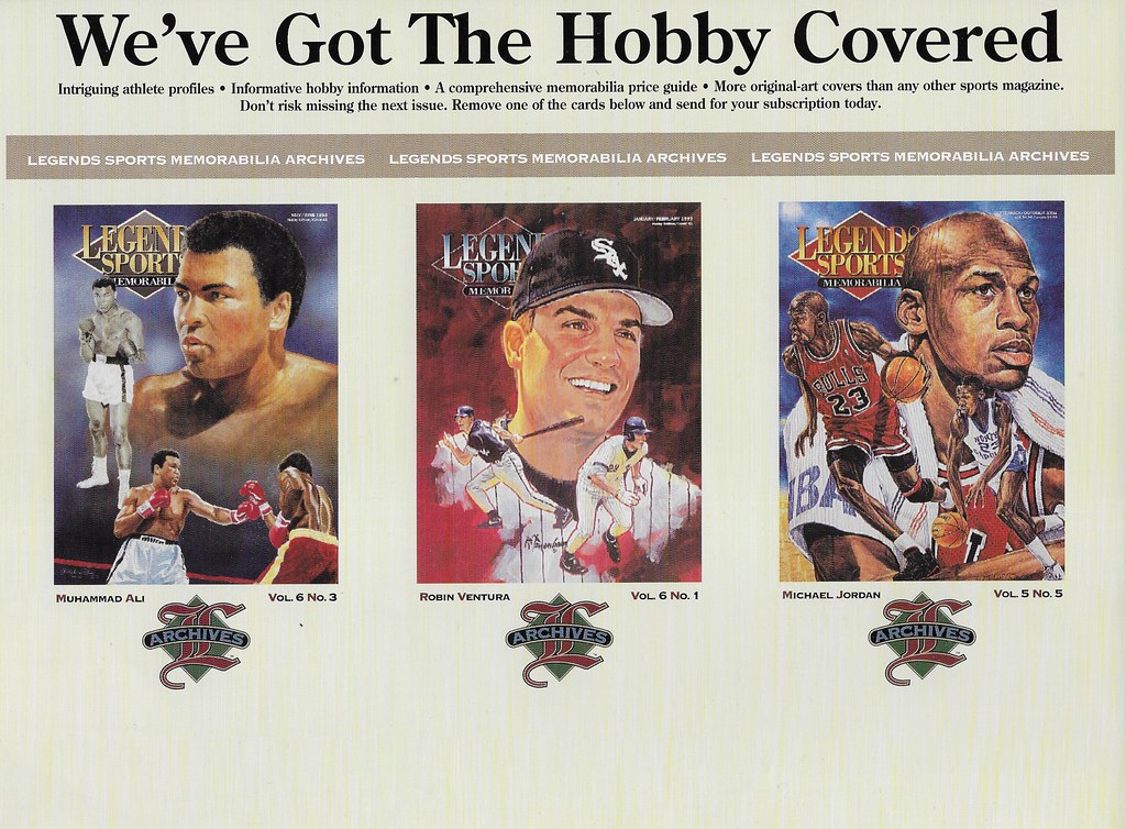 1993 Legends Magazine Postcard Panel (Muhammad Ali, Robin Ventura, Michael Jordan)