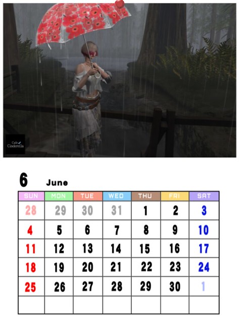 シンデレラカレンダー 2023年版(6月)