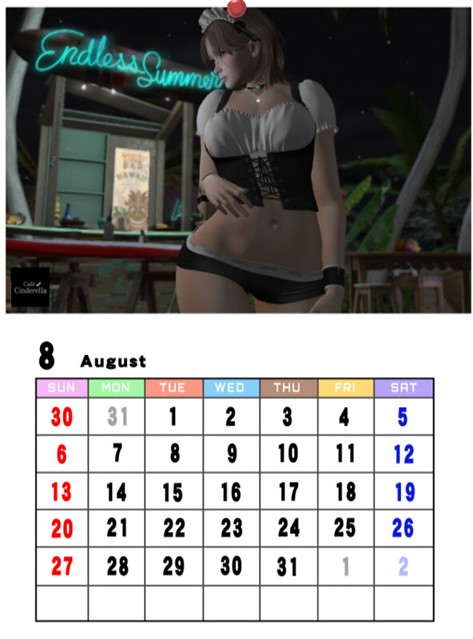 シンデレラカレンダー 2023年版(8月)