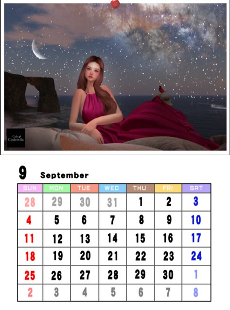 シンデレラカレンダー 2023年版(9月)