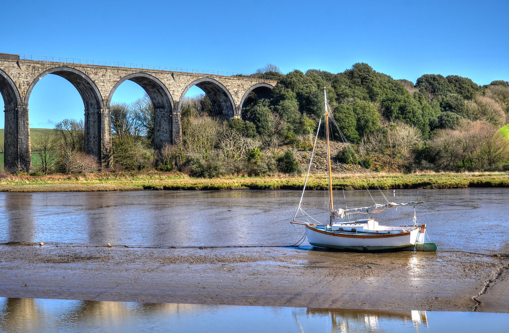 Low tide in the River Tiddy, St Germans, Cornwall