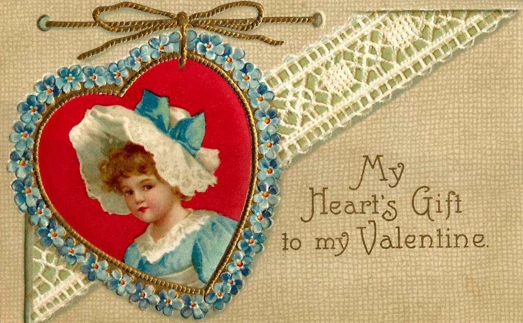 Vintage Valentine Postcard Collection - My Heart's Gift To My Valentine, Series No. 843, International Art Publishing Company, Printed In Germany, Circa 1910