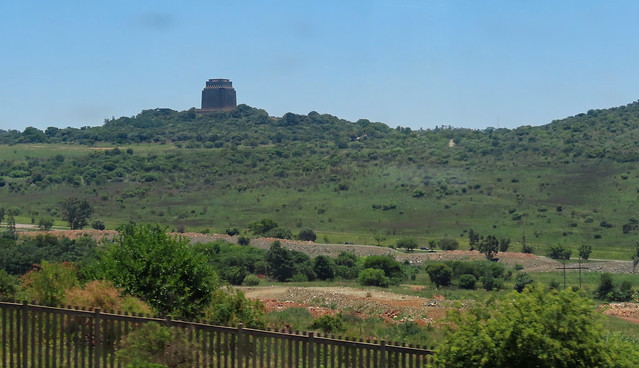 Nearing Pretoria. First view of the Voortrekker Monument.