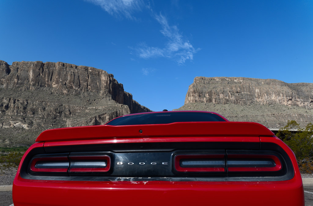 Dodge Charger Rental Car and the Santa Elena Canyon (Big Bend National Park)