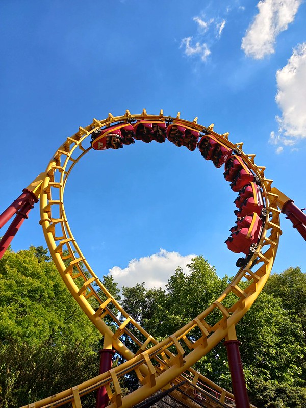 Rollercoaster in Bellewaerde, located in Ieper, Belgium