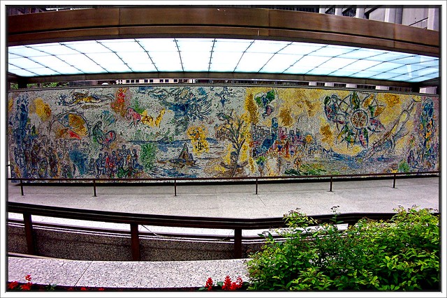 Marc Chagall’s iconic “Les Quatre Saisons” (“The Four Seasons”) mosaic, which has anchored the plaza outside the 60-story high-rise at 10 S. Dearborn St. since 1974.