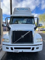 Sysco Volvo VNM 134105 with Sonsray Rental & Leasing CIMC Vanguard 38 refrigerated trailer T381905