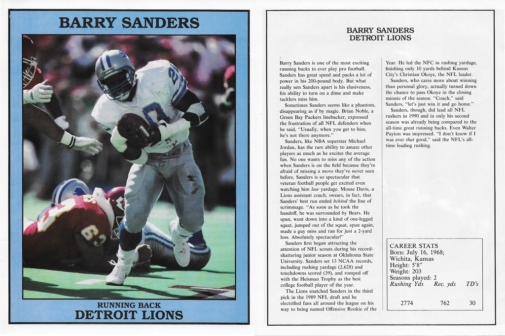 1991 East End Publishing Football Superstar - Sanders, Barry