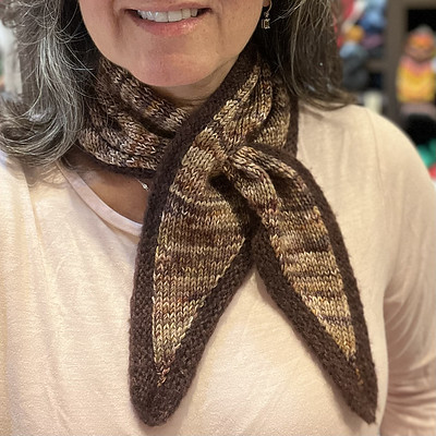 Le Scarf by Dina Mor of The Knitting Place in Port Washington, New York is a little accessory to keep your neck warm.