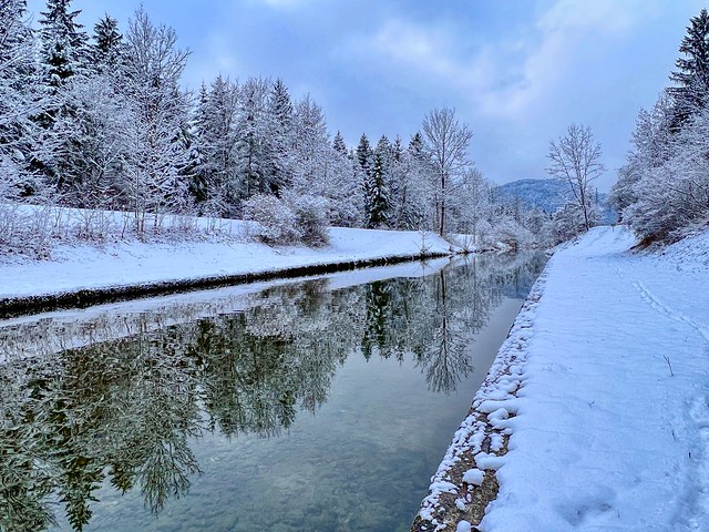 Jennbach creek in winter near Niederndorf in Tyrol, Austria