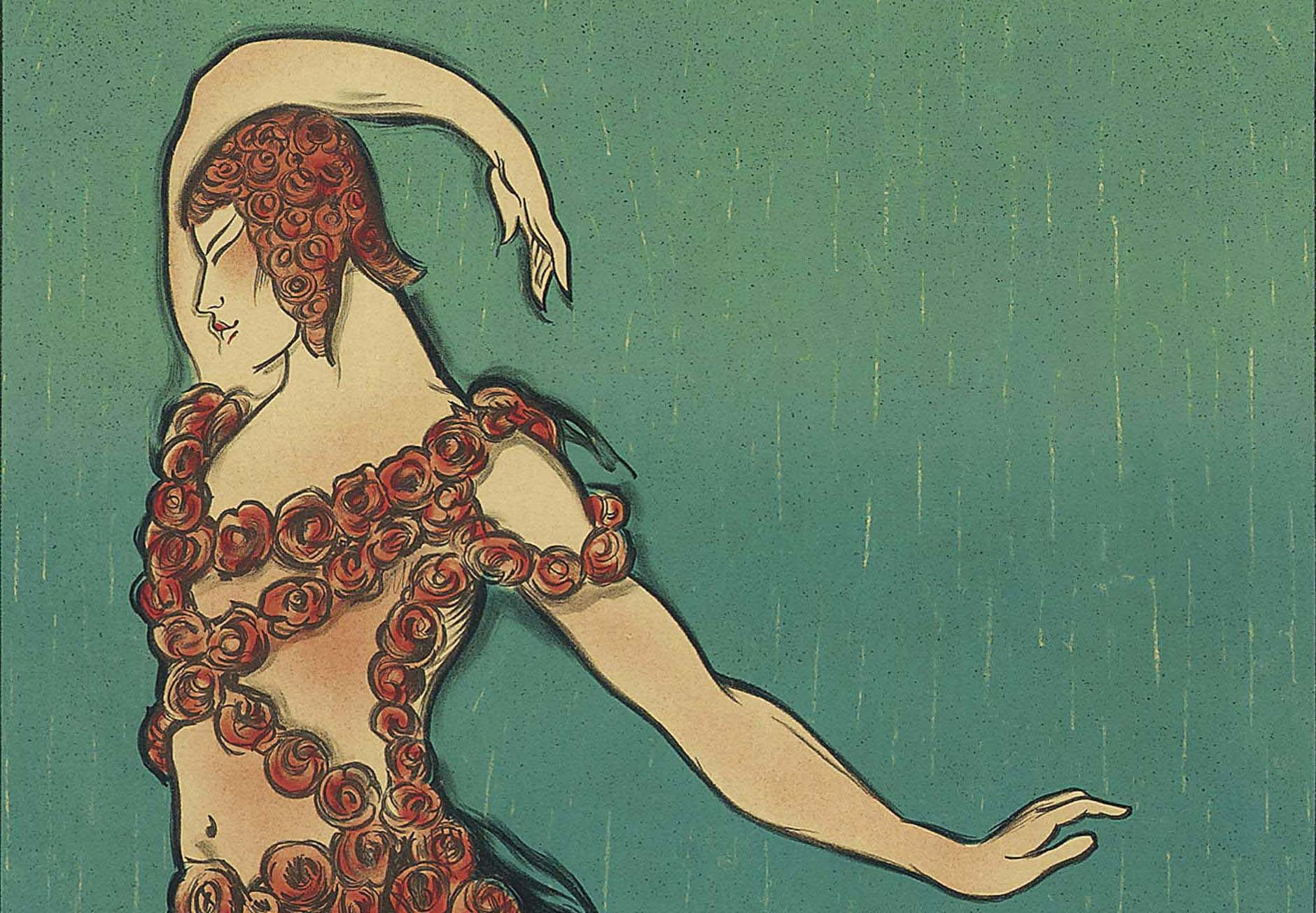Jean Cocteau (1889-1963) :: Théatre de Monte-Carlo; Ballet Russe; [Nijinsky]. Lithograph in colours, 1911