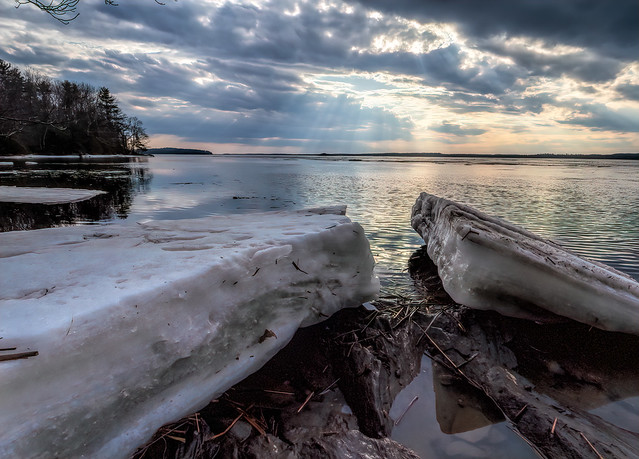 Late Winter Ice Chunks on the Shore of Merrymeeting Bay, Wiscasset, Maine  (80133)
