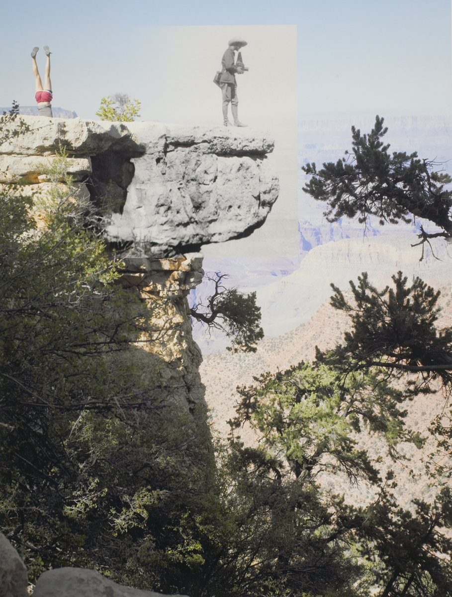 Mark C. Klett + Byron Wolfe  :: Woman on head and photographer with camera; unknown dancer and Alvin Langdon Coburn at Grand View Point, 2009. Inkjet print, printed 2011.  From the series Reconstructing the View Grand Canyon Photographs.   | src George Eastman Museum