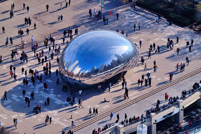 Visitors to the Bean.