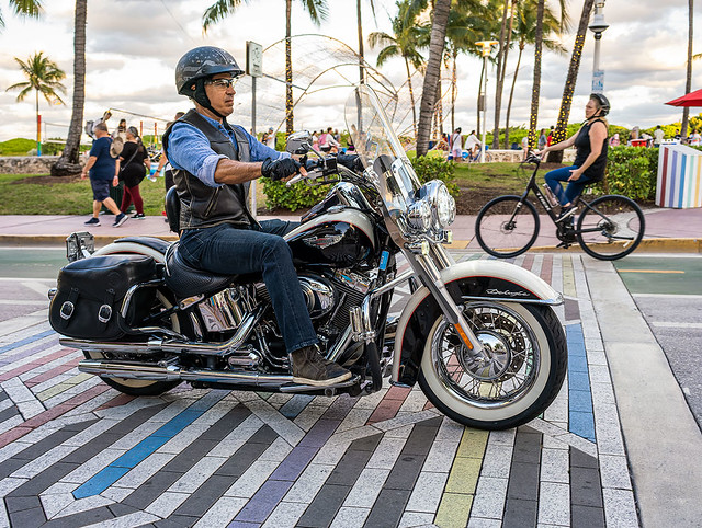 Harley Davidson on South Beach, Miami, Florida.