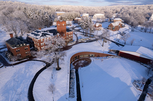 drone sunrise winter 2023 campus edcollier cushingacademy aerial places snow