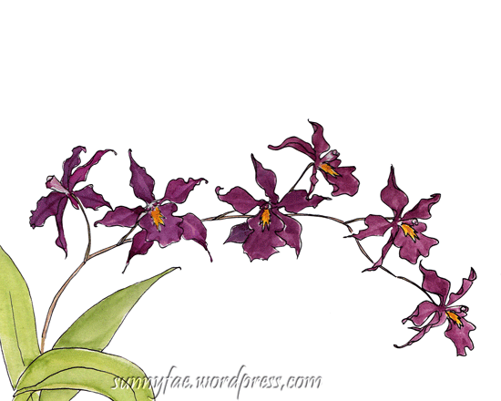 red orchid watercolour