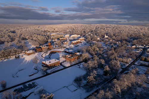 drone sunrise winter 2023 campus edcollier cushingacademy aerial places snow