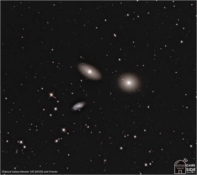 Elliptical Galaxy Messier 105 (M105) and Friends
