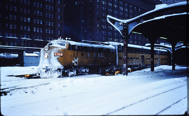 CNW F-unit at CNW station  Jan 1979