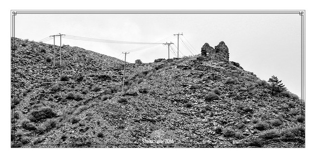Ruin Atop a Slate Hill, Llechwedd Slate Mine, Blaenau Ffestiniog, Gwynedd, Wales UK