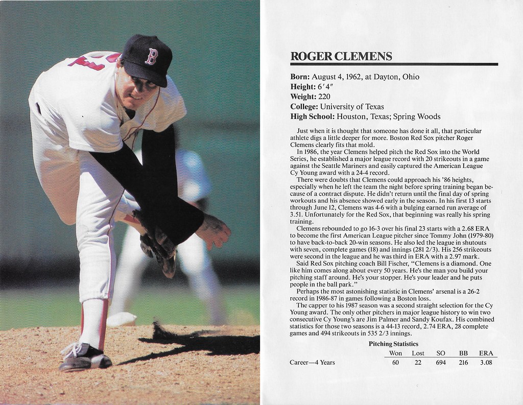 1988 Marketcom Baseball All-Stars 5x7s - Clemens, Roger