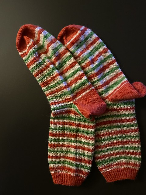 Here are the textured socks Margaret (Margaretknitsalot) knit using West Yorkshire Spinners Signature 4 Ply in Candy Cane.