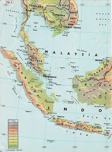 Malaysia and Indonesia, The Oxford Australian Atlas, prepared by the Cartographic Department of the Oxford University Press, 1966.