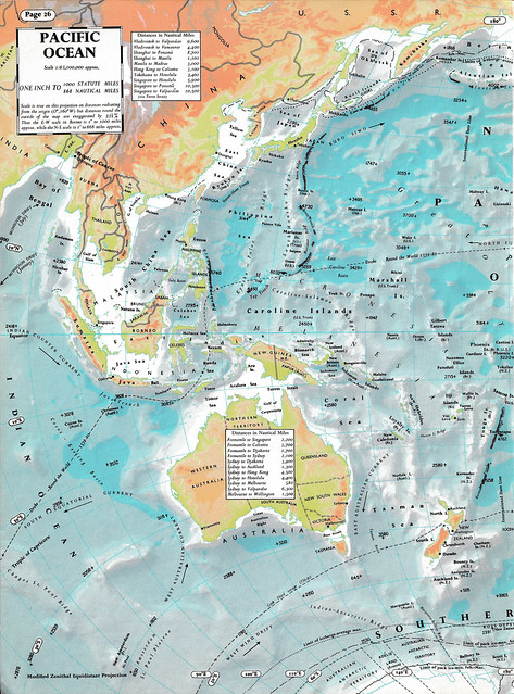Pacific Ocean, The Oxford Australian Atlas, prepared by the Cartographic Department of the Oxford University Press, 1966.