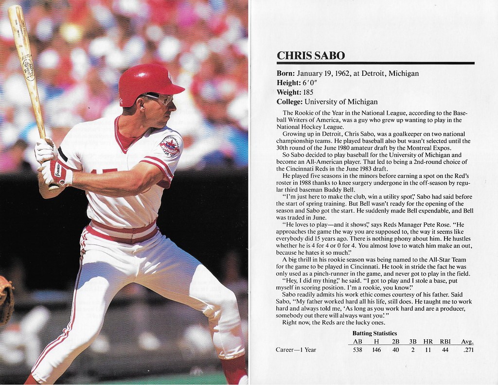1989 Marketcom Baseball All-Star 5x7 - Sabo, Chris