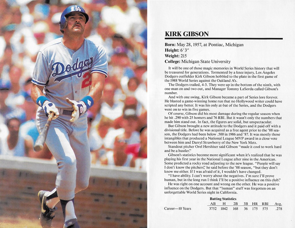 1989 Marketcom Baseball All-Star 5x7 - Gibson, Kirk