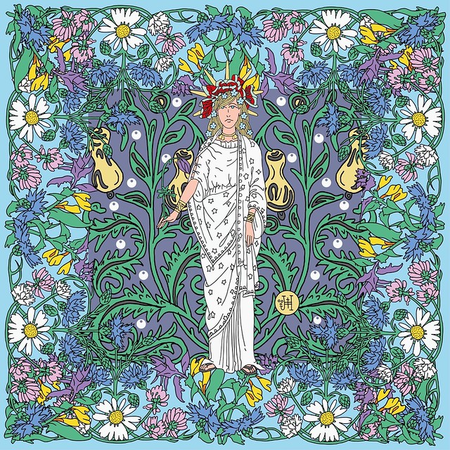The womenscarf with roman goddess Flora (my artwork)