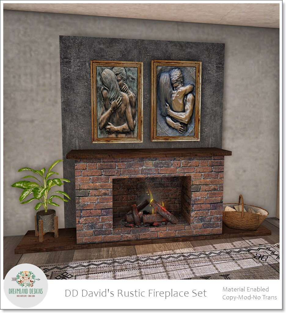 DD David's Rustic Fireplace AD