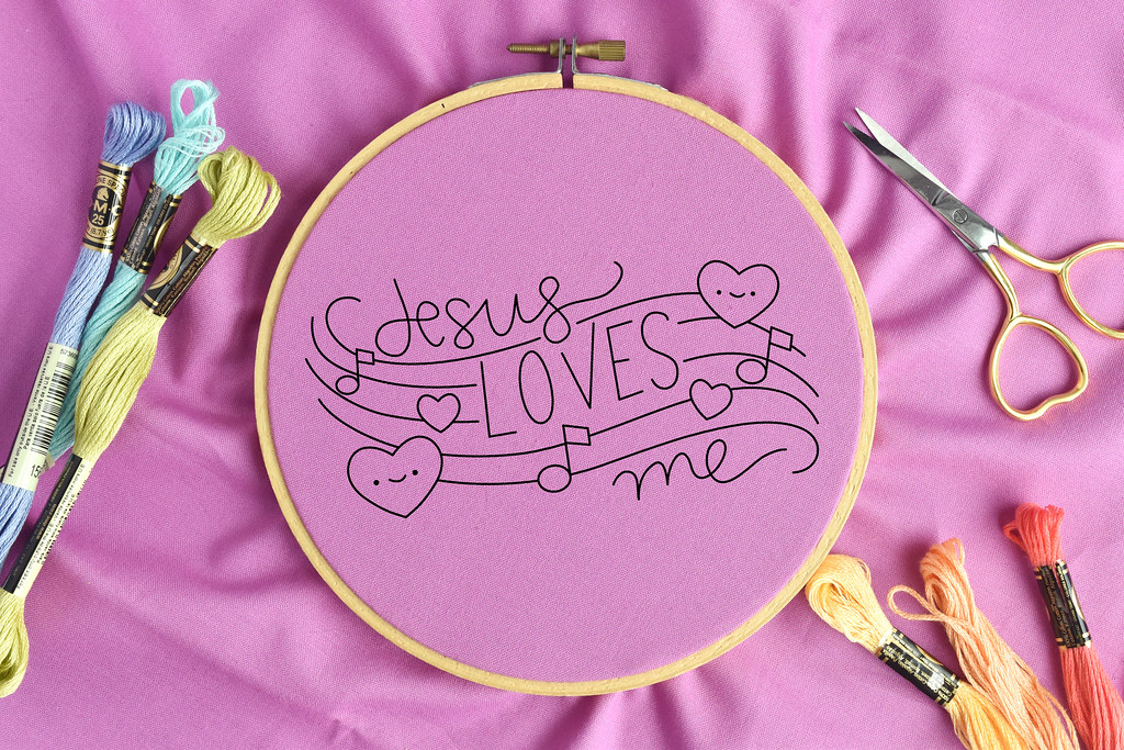 Jesus Loves Me Embroidery Pattern