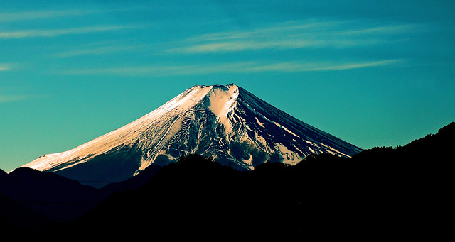 Mt. Fuji shined with morning sunlight ! Japan